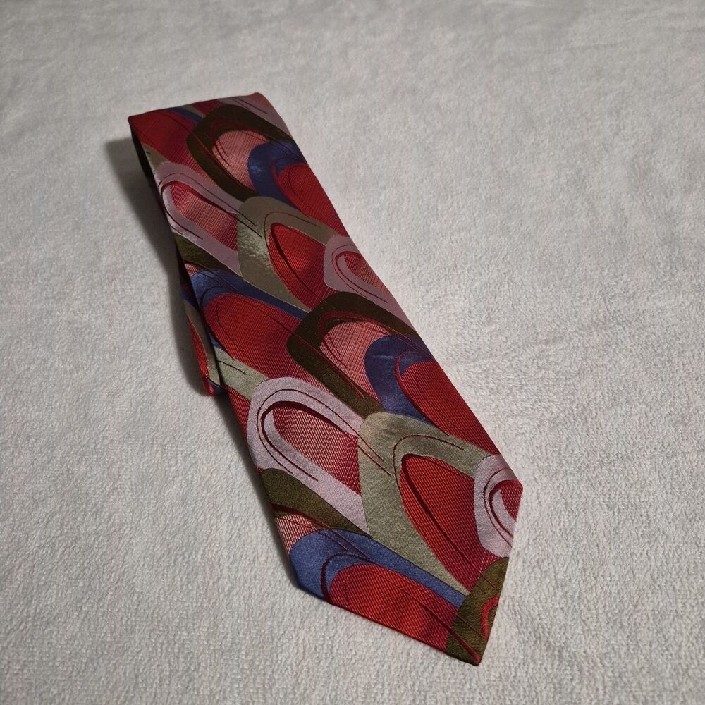 Jerry Garcia Men's Silk Tie Northern Lights Collection Red Pink Blue 58 x 3.75